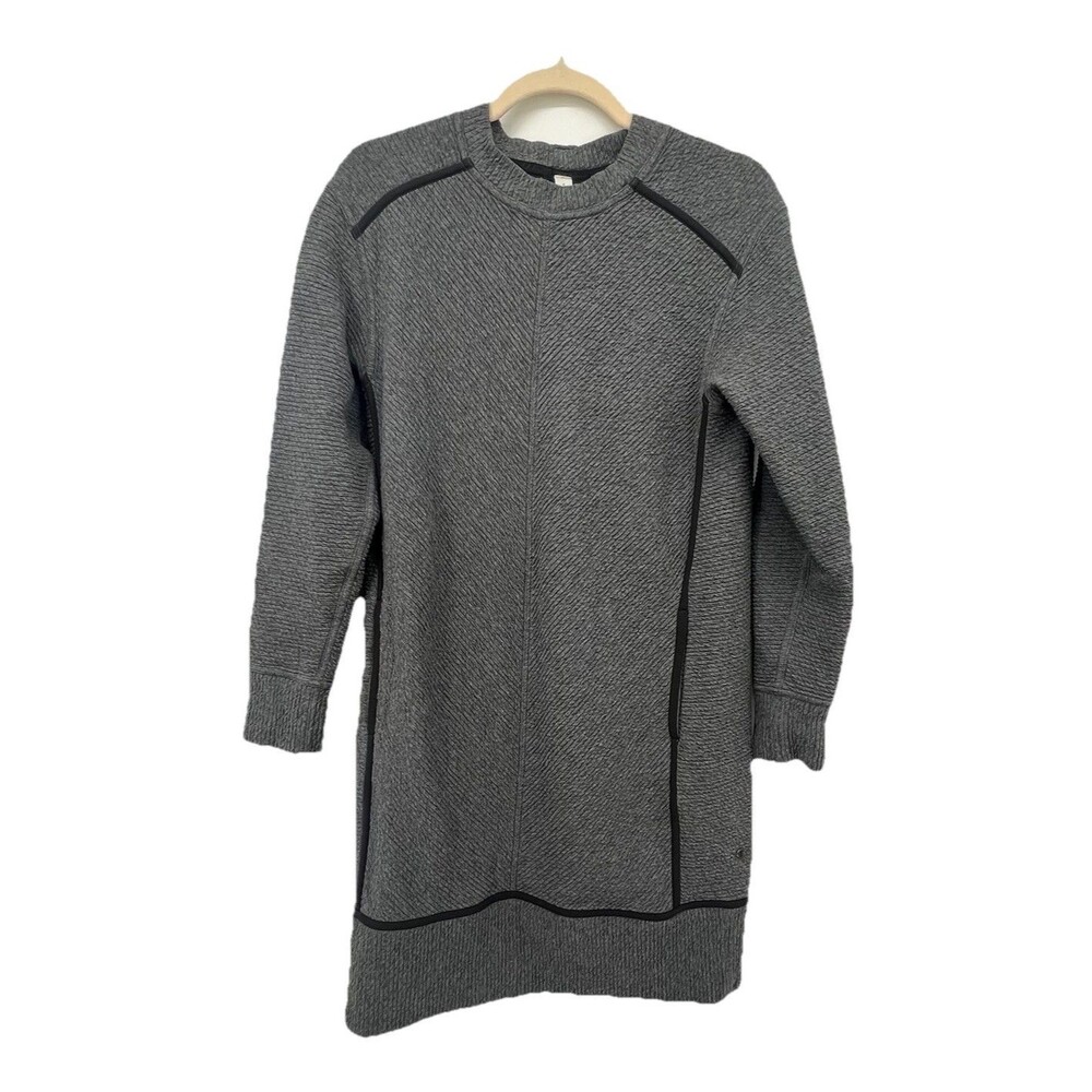 Lululemon On Repeat Dress Size 6 Long Sleeve Heathered Grey Athleisure Cozy